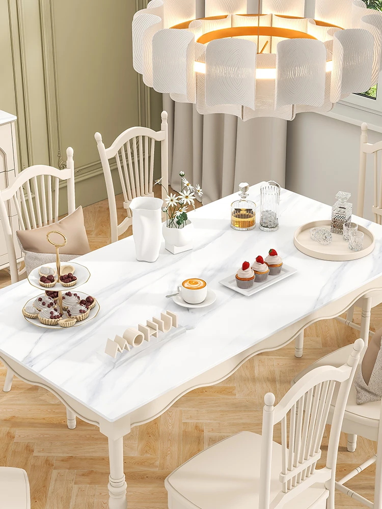 Cream Dining Table Modern Household Square Dining Table and Chair Combination Restaurant Minimalist Slate