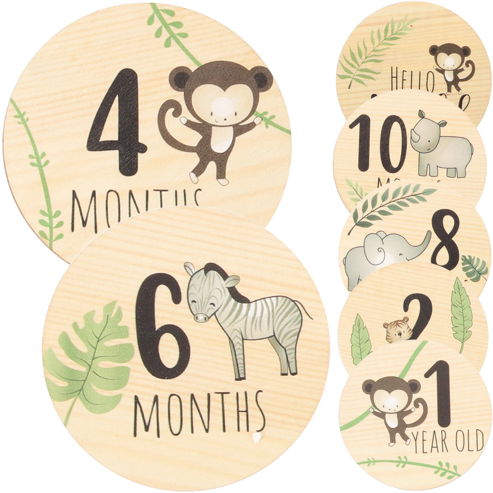 

7pcs Monthly Milestone Cards Wooden Props Round Discs Newborn Growth Photohoot Month Photo Accessories