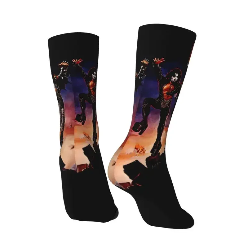 Śmieszne męskie skarpetki Heavy Metal Rock Band Kiss Dress Sock Unisex Oddychające Wygodne skarpetki Rock And Roll Crew z nadrukiem 3D