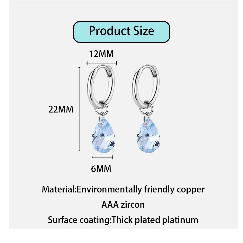 Light Luxury 925 Silver Needle Metal Water Drop Zircon Pendant Hoop Earrings For Women Party Classic Fashion Jewelry