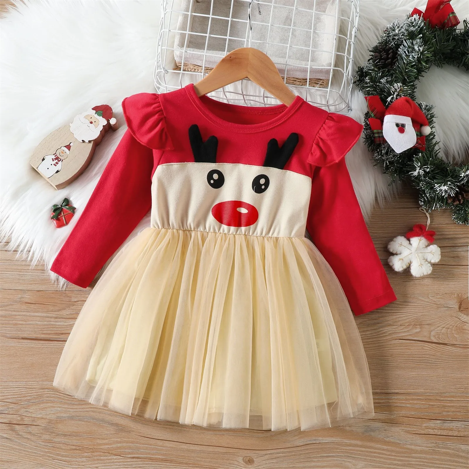 

Girls Sundress Baby Girl Christmas Dress Kids Girl Deer Dresses Christmas Girl Dresses Cute Sweatshirt Dresses for Teen Girls