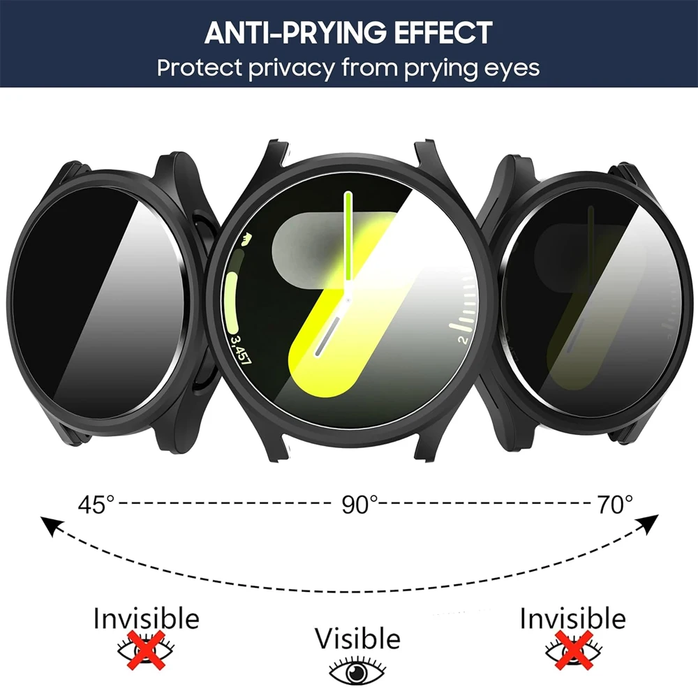 Case for Samsung Galaxy watch 6 44mm 40mm Tempered Glass PC bumper Cover Anti-Spy Shockproof screen protector galaxy watch6 case