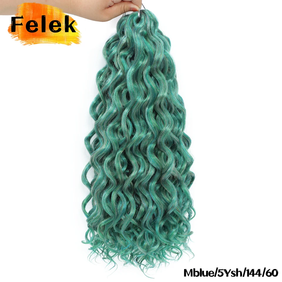 18 24 Inch Curly Crochet Hair Extensions Synthetic Ocean Wave Braiding Hair For African Women Ombre Blonde Pink Blue Hawaii Curl image 3