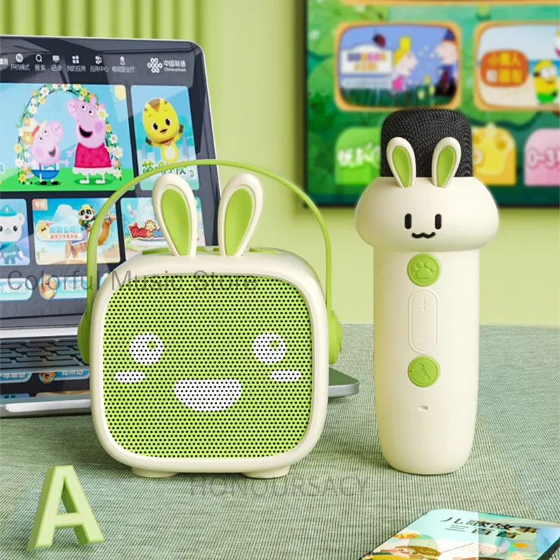 Alto-falante portátil bluetooth sistema de karaokê doméstico com 1-2 microfones sem fio família ktv conjuntos para cartão tf aux presentes das crianças