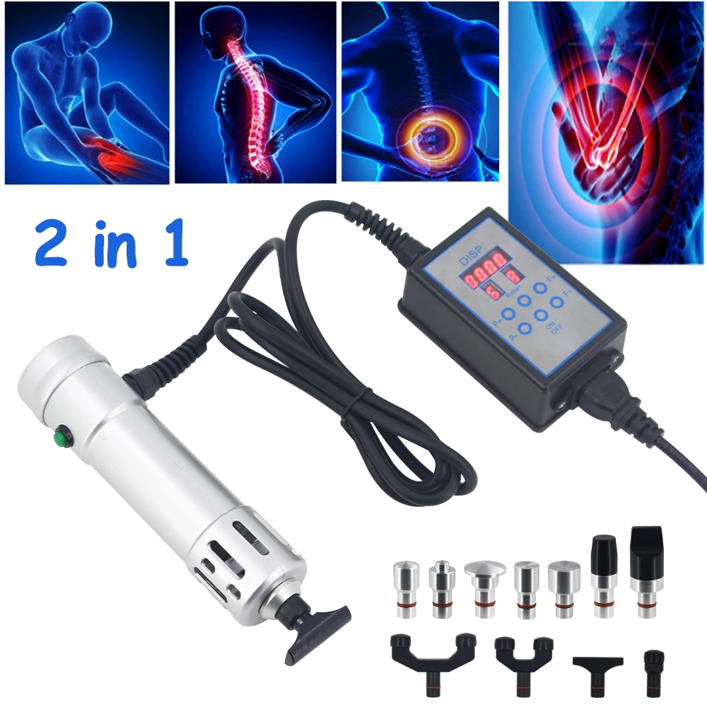 2in1 Shockwave Therapy Machine Chiropractic Tool Home Body Massager ED Treatment Portable Shock Wave Device