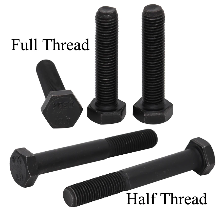 

M10 M10*110mm M10x110mm 12.9 Grade Carbon Steel DIN933 Black Half Thread Bolt External Hex Hexagonal Head Screw