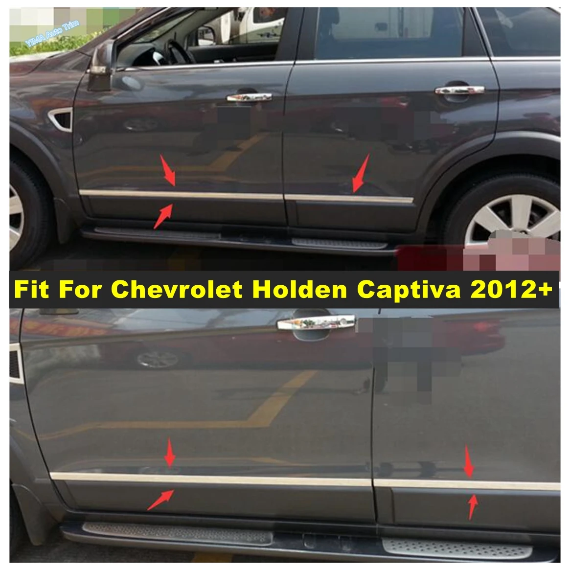 

High Quality Car Door Body Molding Protector Strip Cover Trim Fit For Chevrolet Holden Captiva 2012 - 2015 Exterior Accessories