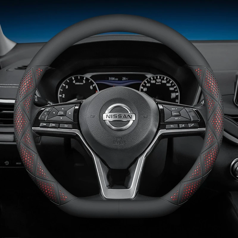 38cmSport Car Steering Wheel Cover Soft Grip For Nissan X‑Trail Pathfinder Patrol Altima Sentra Qashqai Ariya Sporty Anti‑Slip