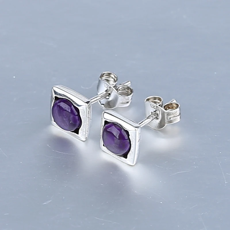 Hot Sale Natural Sugilite Gemstone Earrings, 925 Sterling Silver Findings, Purple Color Jewelry Accessories, 7x4mm, 1.8g