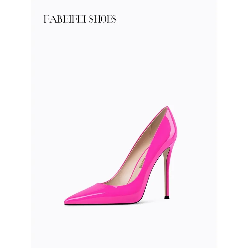 

2026 new classic patent leather 12cm professional stiletto heels pointed toe temperament versatile single shoes women
