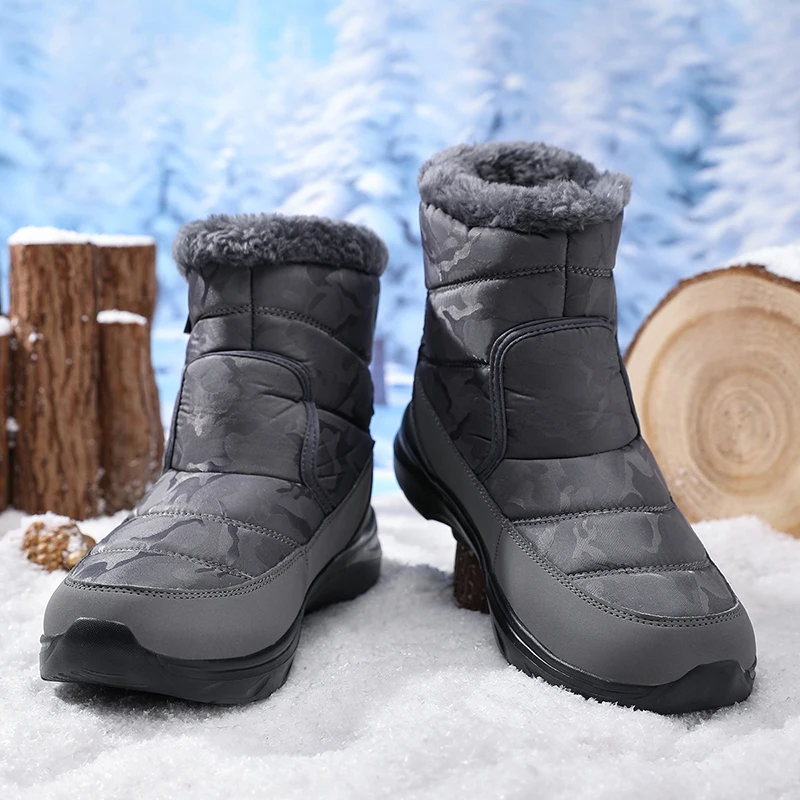 Waterproof Men Women Snow Boots High Top Ankle Winter Boots Platform Warm Thick Plush Man Cutton Shoes Outdoor Non-Slip Boots - view 2