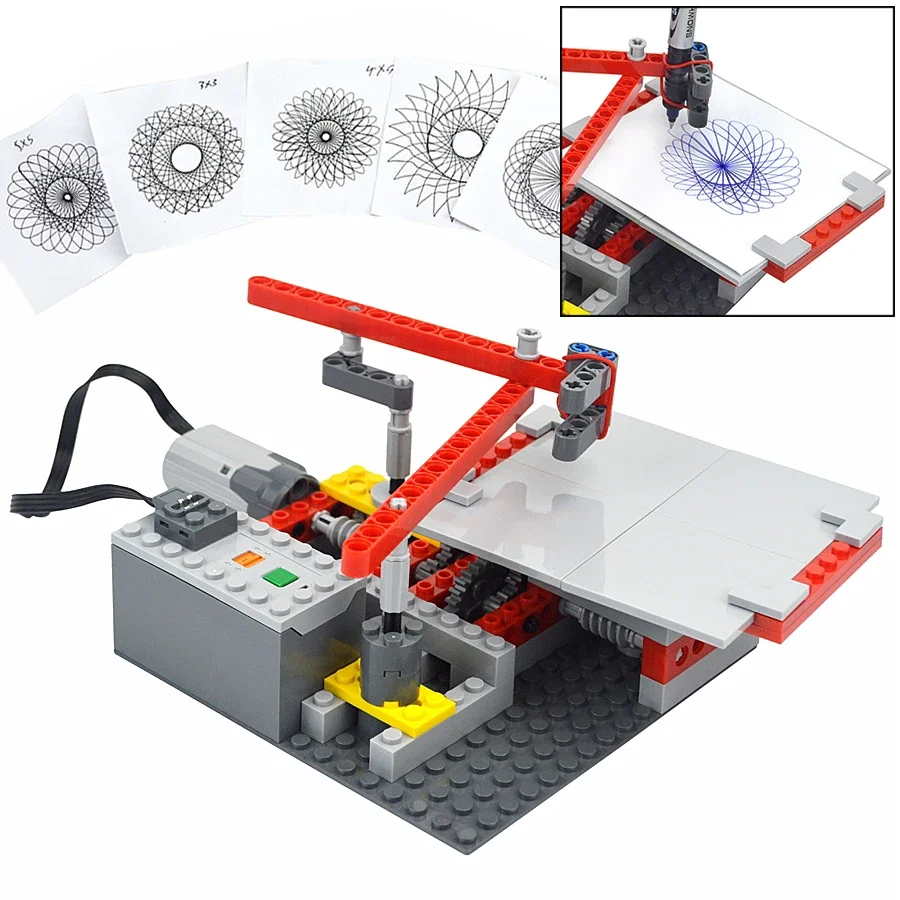 Moc Technical Simple Drawing Machine Spirograph DIY Building Blocks Brick Accessories Educational Leduo