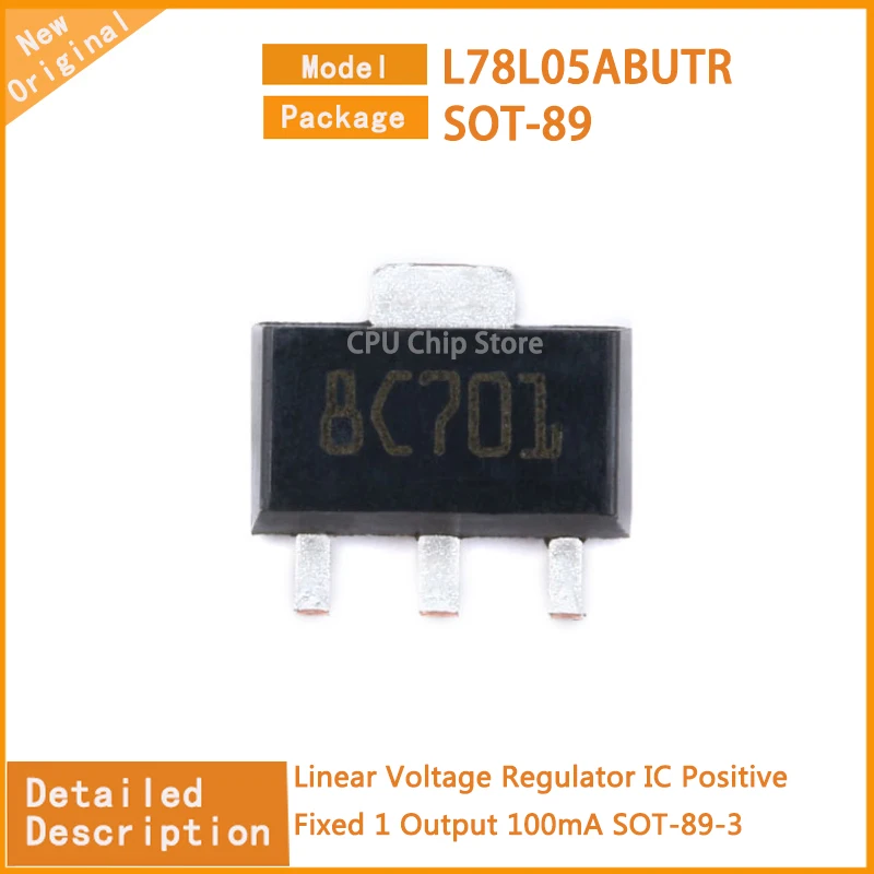 50Pcs/Lot  New Original  L78L05ABUTR L78L05 Linear Voltage Regulator IC Positive Fixed 1 Output 100mA SOT-89-3