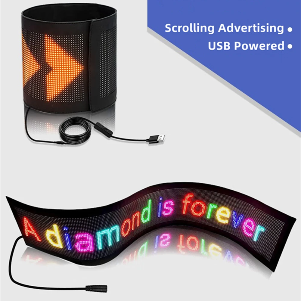 

USB 5 В гибкий адресный RGB рисунок граффити фотоматричная Пиксельная панель Bluetooth приложение для автомагазина прокрутка текста анимационный дисплей