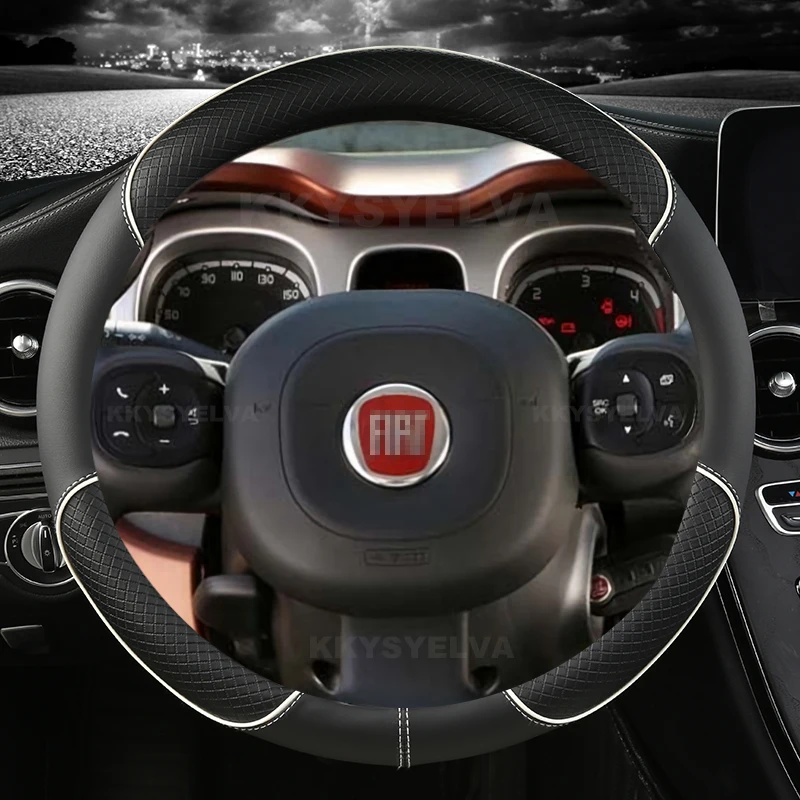 Microfiber Leather Car Steering Wheel Cover For Fiat Panda 2013 2015 2017 2019 2020 2021 2022 Auto Accessories