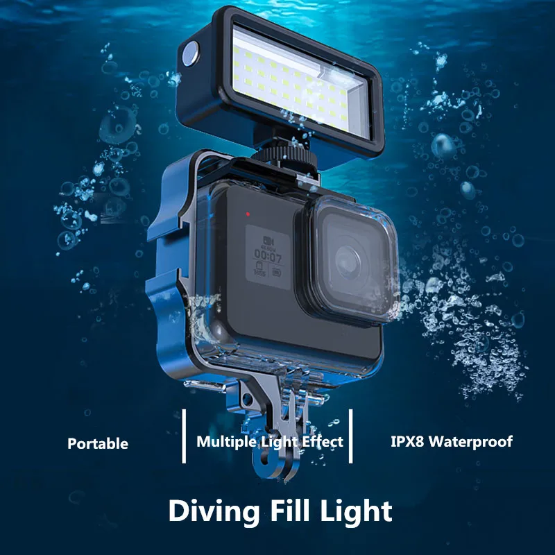 مصباح led مقاوم للماء للغوص ، إضاءة محمولة لجوبرو هيرو 13 ، 12 ، 11 ، 10 ، 9 ، 8 ، دي جي آي أكشن 4 ، 40 م