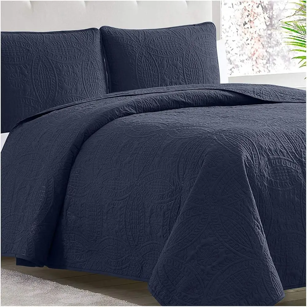 

King Bedspread Coverlet Set - Bedding Cover with Shams - UltraQuilting Technology - 3 Piece Oversized Quilt Set - Bedspreads & C