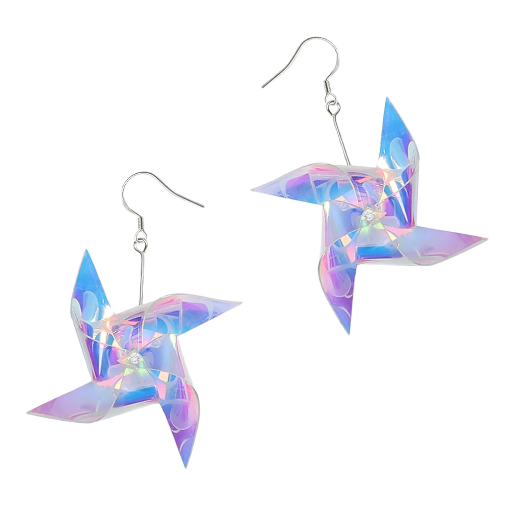 

1 Pair Windmill Earrings Colorful Creative Dangle Fashion Tassel Ear Drops Party Daily Wear Woman Girl Funny Dangly Earrings