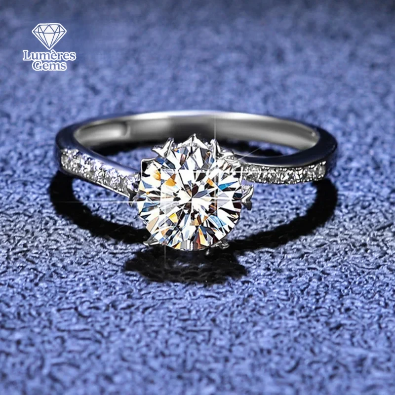 Кольцо из белого золота 18 карат для женщин, 0,5 карата/1 карата/2 карата с бриллиантом, муассанит, платина, кольца Pt950, живой поворот на руку, снежинка, ювелирные изделия