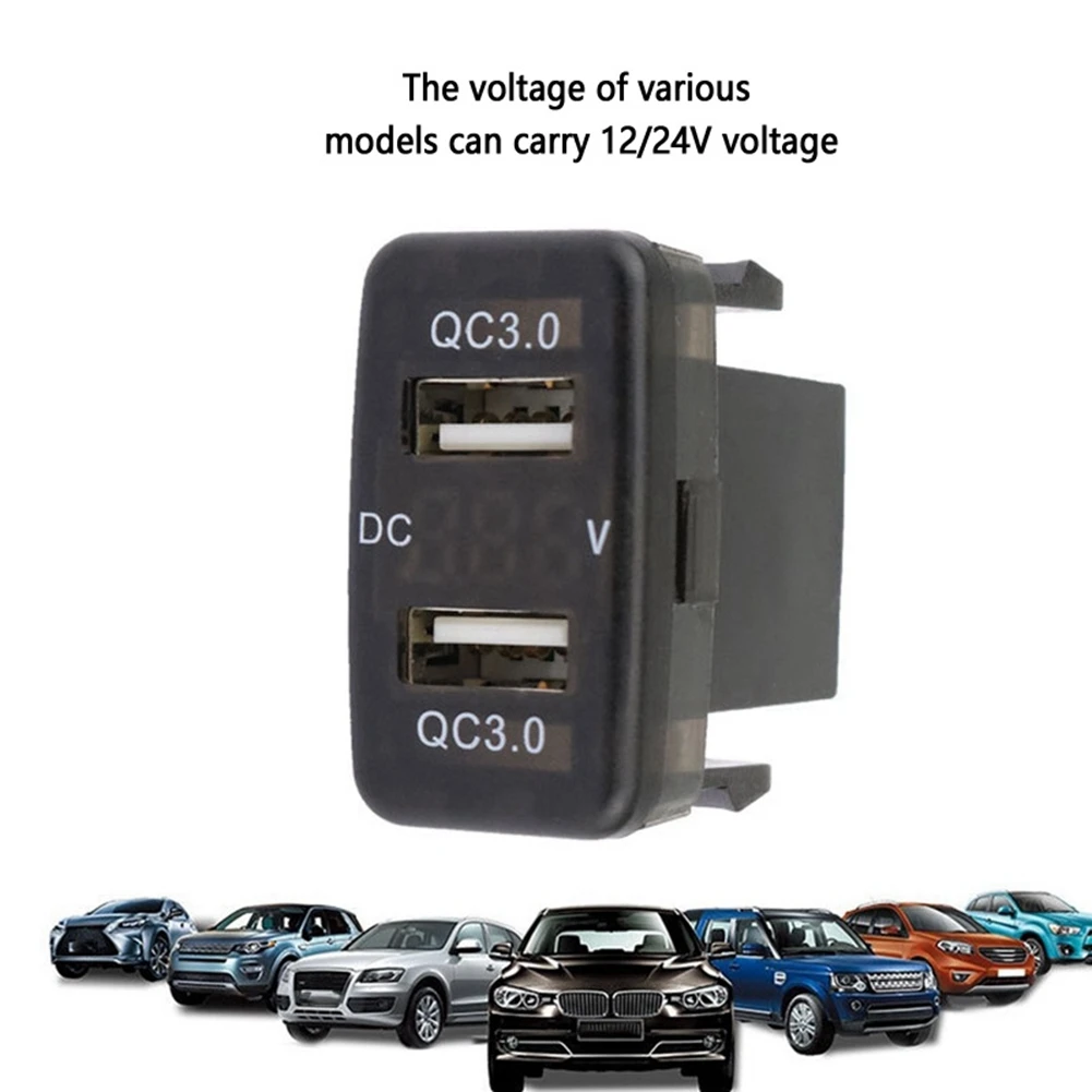 

AEE5-Car Dual USB3.0 Fast Charge With Display Voltmeter Black Voltage Car For Toyota