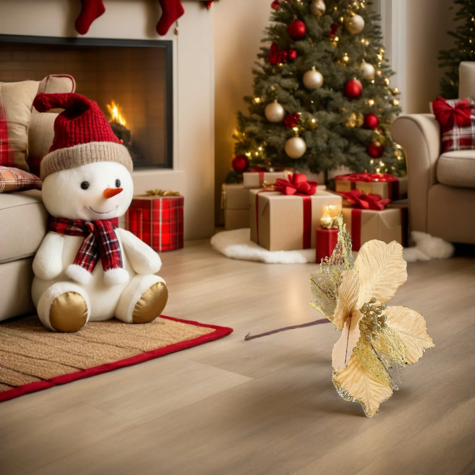 

6pcs Artificial Flower Picks Glittery Spruce Branches For Vase Christmas Decorations Diy Home Festive Arrangements