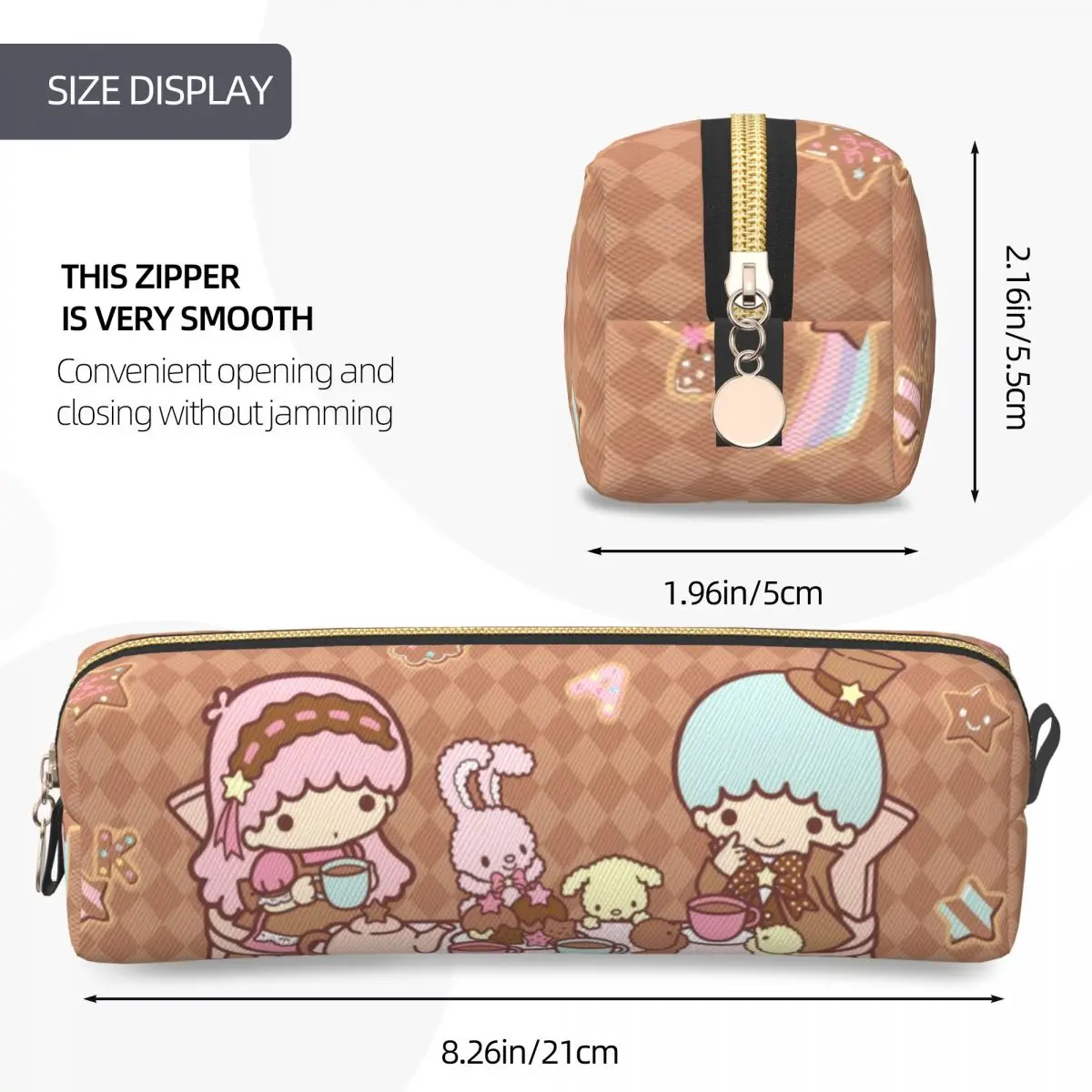 ليتل توين ستارز كارتون أنيمي مقلمة صندوق القلم حقيبة طالب تخزين كبير اللوازم المدرسية سستة pencelcases