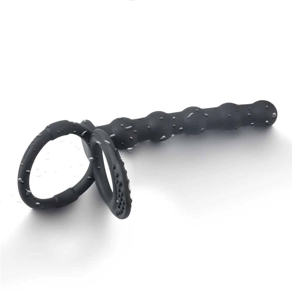 Couples Silicone Posterior Pull Beads with Penis Ring Delayed Ejaculation Dildo Anal Plug Masturbator Adult Sex Toys, Sex Toys image 3