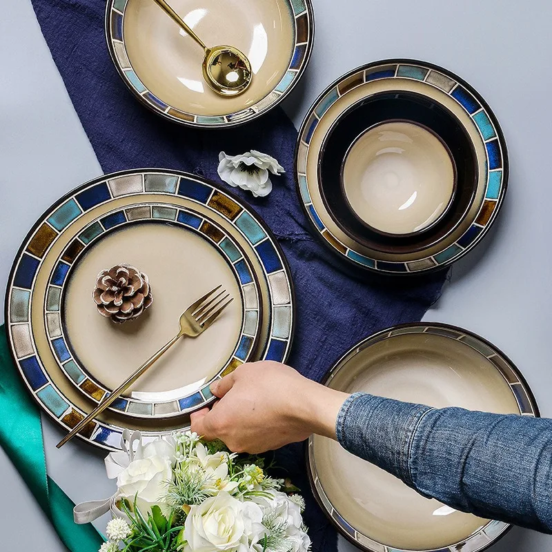 Mark Brick Pasta Plates Nordic Classical Ceramic Dinner Plates Creativity Ceramic Glaze Tableware Afternoon Tea Dessert Dishes