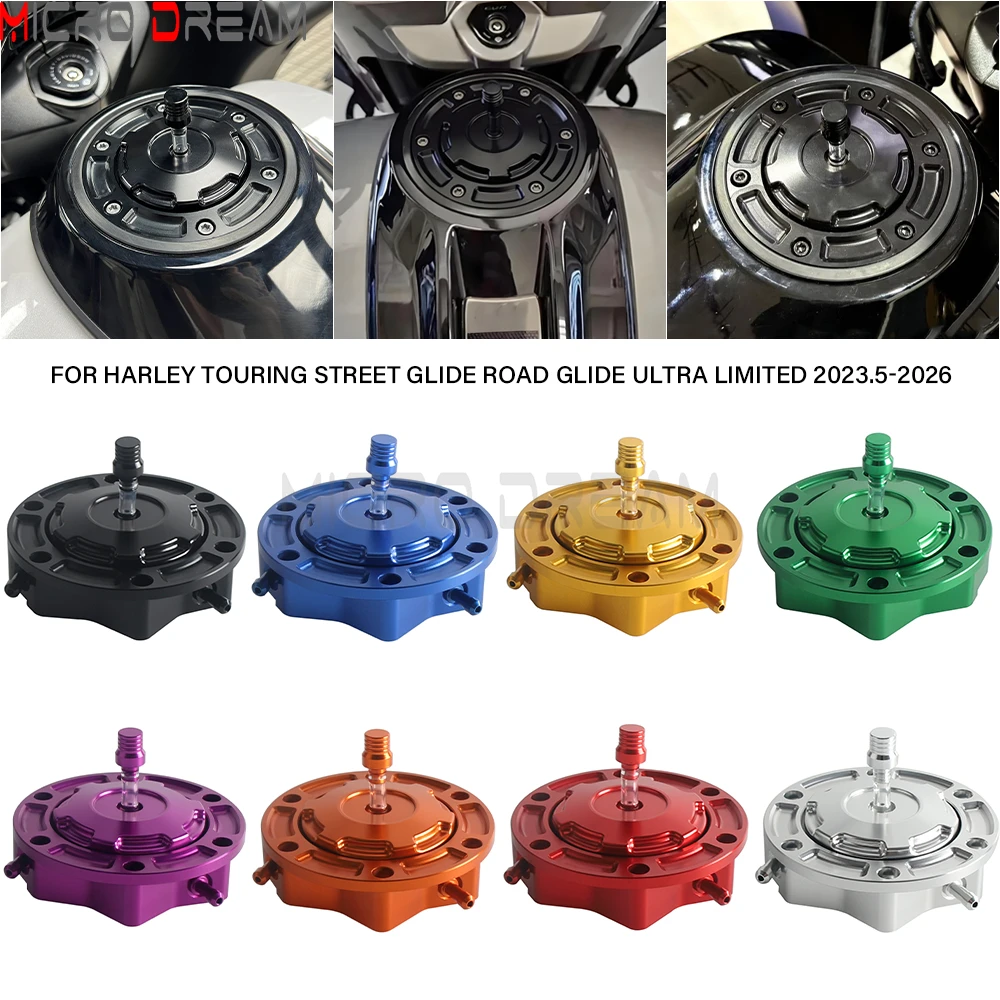 Für Harley Touring Street Glide Road Glide Ultra Limited 2023.5-2026 Motorrad Öltank Tankdeckel CNC Belüfteter Kraftstofftankdeckel