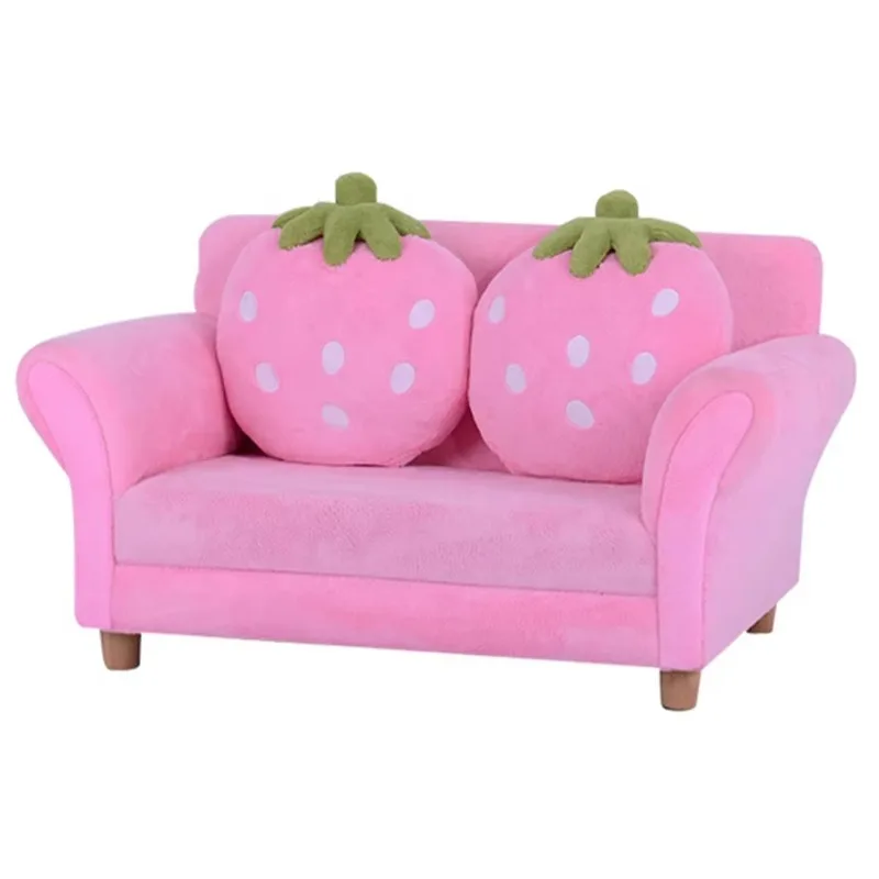 Sofa with strawberry pillows for study, living room, bedroom