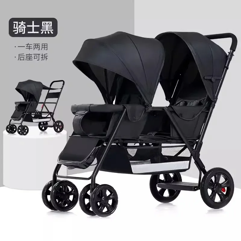 

Twin Split Baby Stroller Front and Rear Seats Two Person Can Sit Lie on A Lightweight Handcart