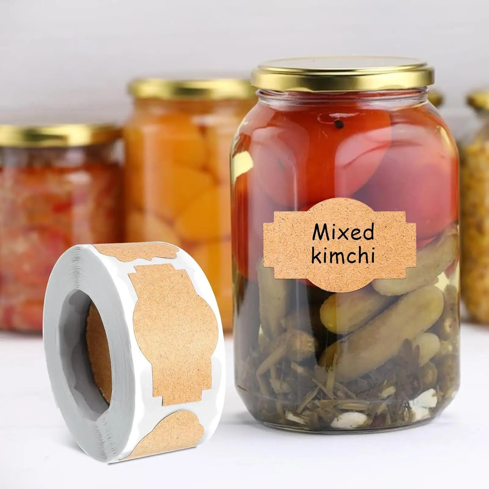 300 PCS Jar Labels Stickers Writable Blank Tags Roll 5x3cm Adhesive Stickers for Food Storage Bottle Lid Pantry Organization
