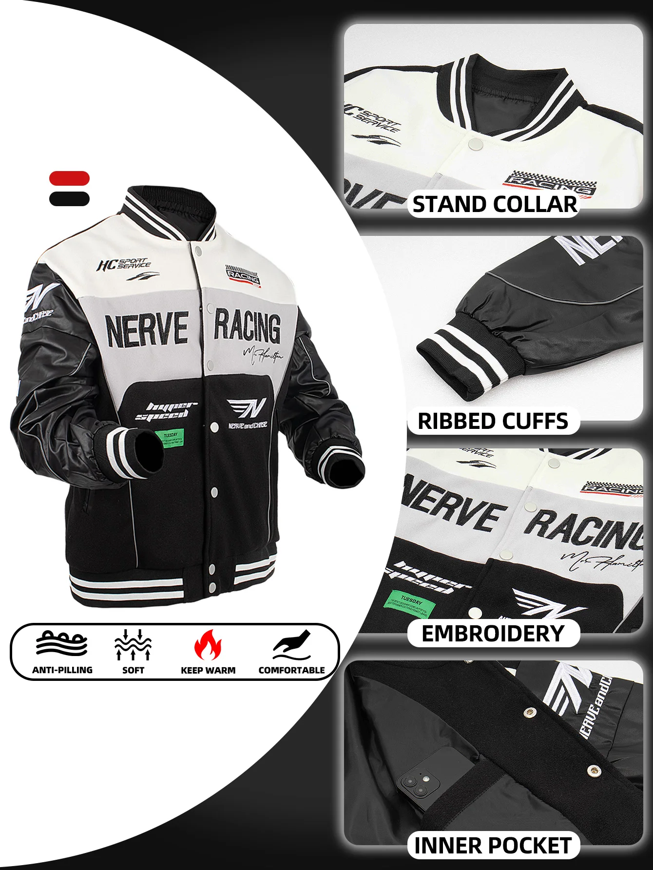 Men's Plus Size Bomber Jacket f1 vintage Street Coats Autumn/Winter Vintage Varsity Baseball Racing Biker Jacket New In Jacket