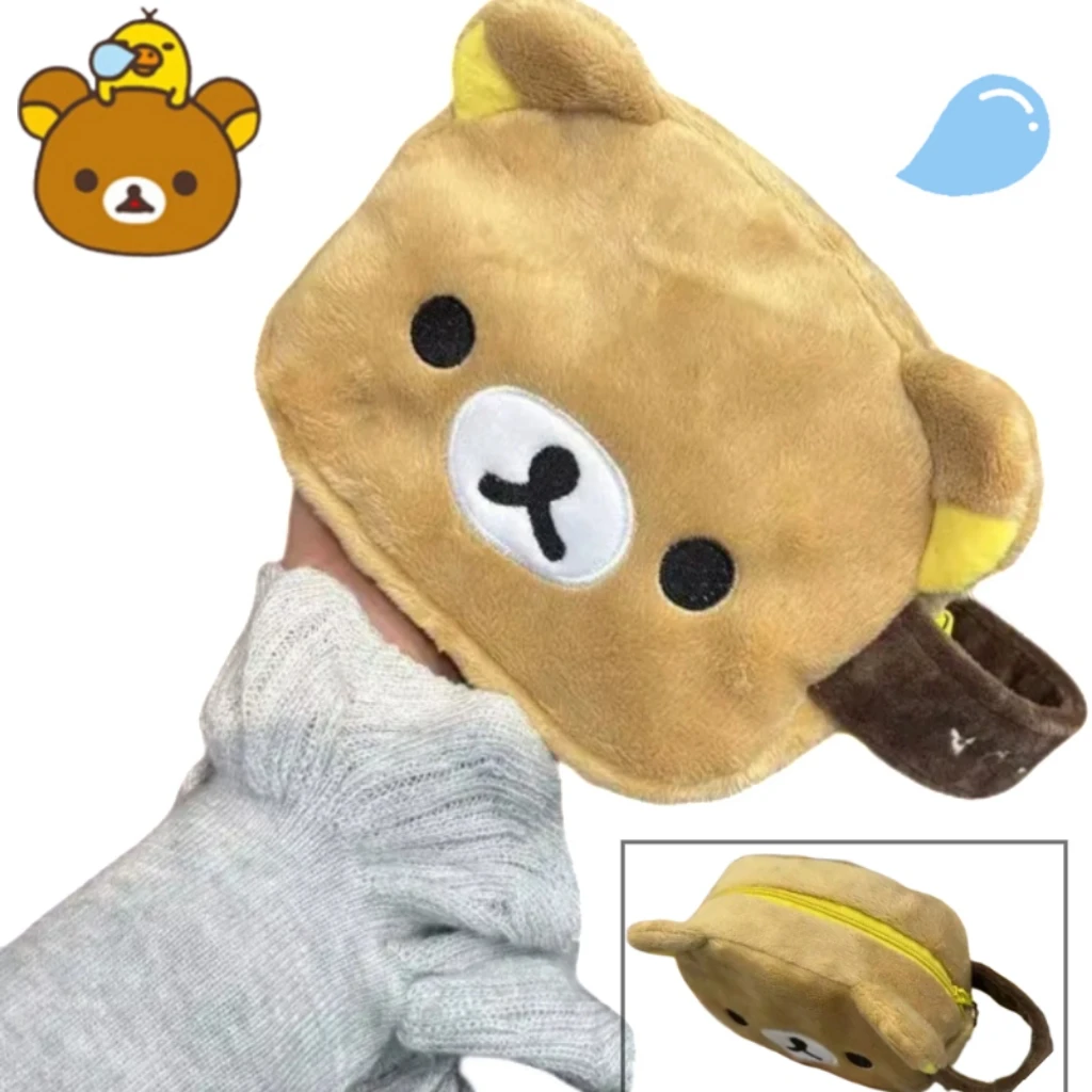 New hot Rilakkuma Cartoon Cute Teddy Bear Classic Zero Wallet Earphone Bag Plush Storage Bag Portable Wallet Birthday Gift