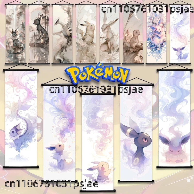 

Elegant Eevee Pikachu Squirtle Bulbasaur Charmander Pokémon Scroll Wall Decor - Add Artistic Grace To Your Room
