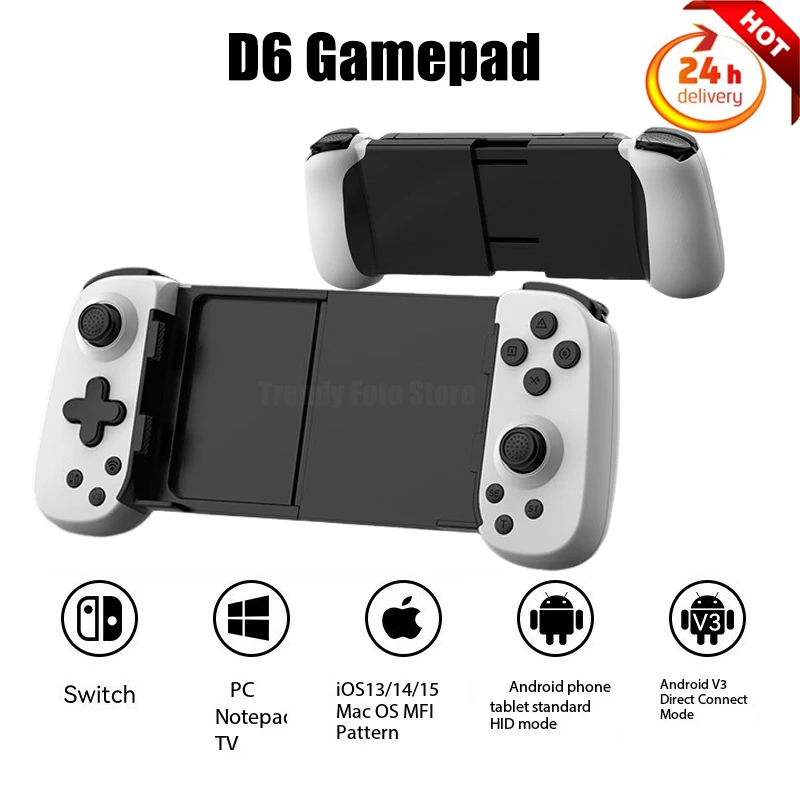 

D6 Wireless Gamepad Stretching Extendable Gaming Controller Bluetooth Handle Pad for PC/Android/Apple/Win7 10 11/Mac OS/Switch