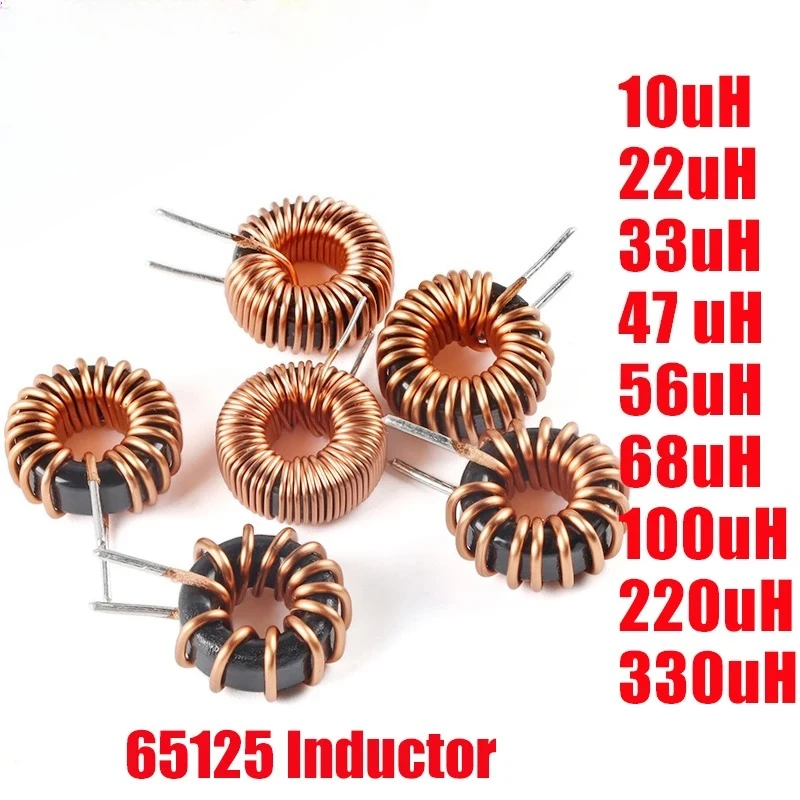 5Pcs/1pc Toroid Core Inductors 65125 Winding Magnetic Inductance 22uH 33uH 470uH Inductor Iron Gauge Aluminum Magnetic Ring Coil