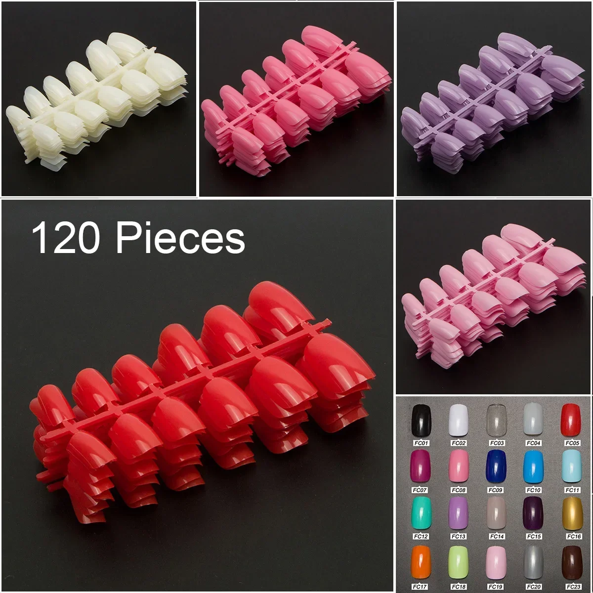 Buy in Bulk Pay One Shipping Fee Only 10 Sets, 120 Pieces of Short Square Color False Nail Tips Short Fake Solid Color Nail Tips