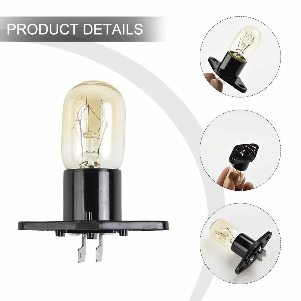 Light Microwave Ovens Bulb 1 Pcs 250V 2A 20W Accessories Black & Clear Glass& Metal Household Kitchen Supplies