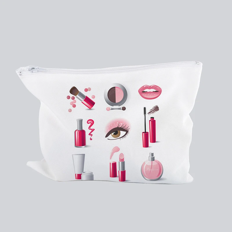 10pcs Sublimation DIY White Blank Canvas Large Capacity Cosmetic Bag Size 25.5*21cm