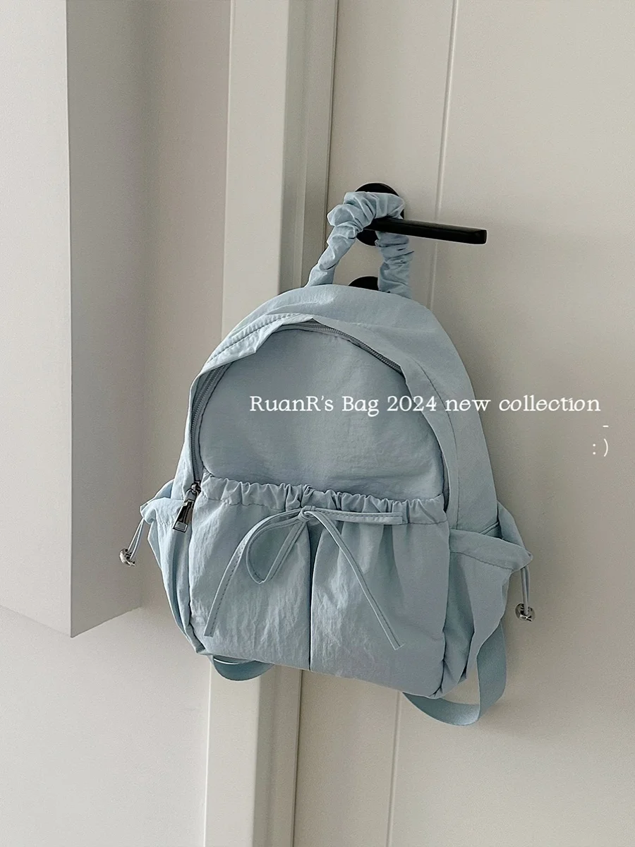 

Versatile Korean Style College Style Backpacks Casual Lightweight Nylon Cute Solid Color Travel Backpack
