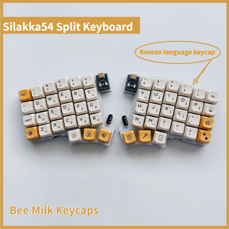 

Korean Keycap Silakka54 Split Keyboard Wired Hot Swap Mechanical Key Board Ergonomics Support QMK/VIAL PC Gamer Accessories