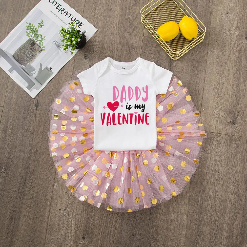 My First Valentine Day Baby Girl Outfits Romper Cake Dress Party Shirt Tutu + Dresses Set Baby Bodysuit Holiday Jumpsuit Clothes