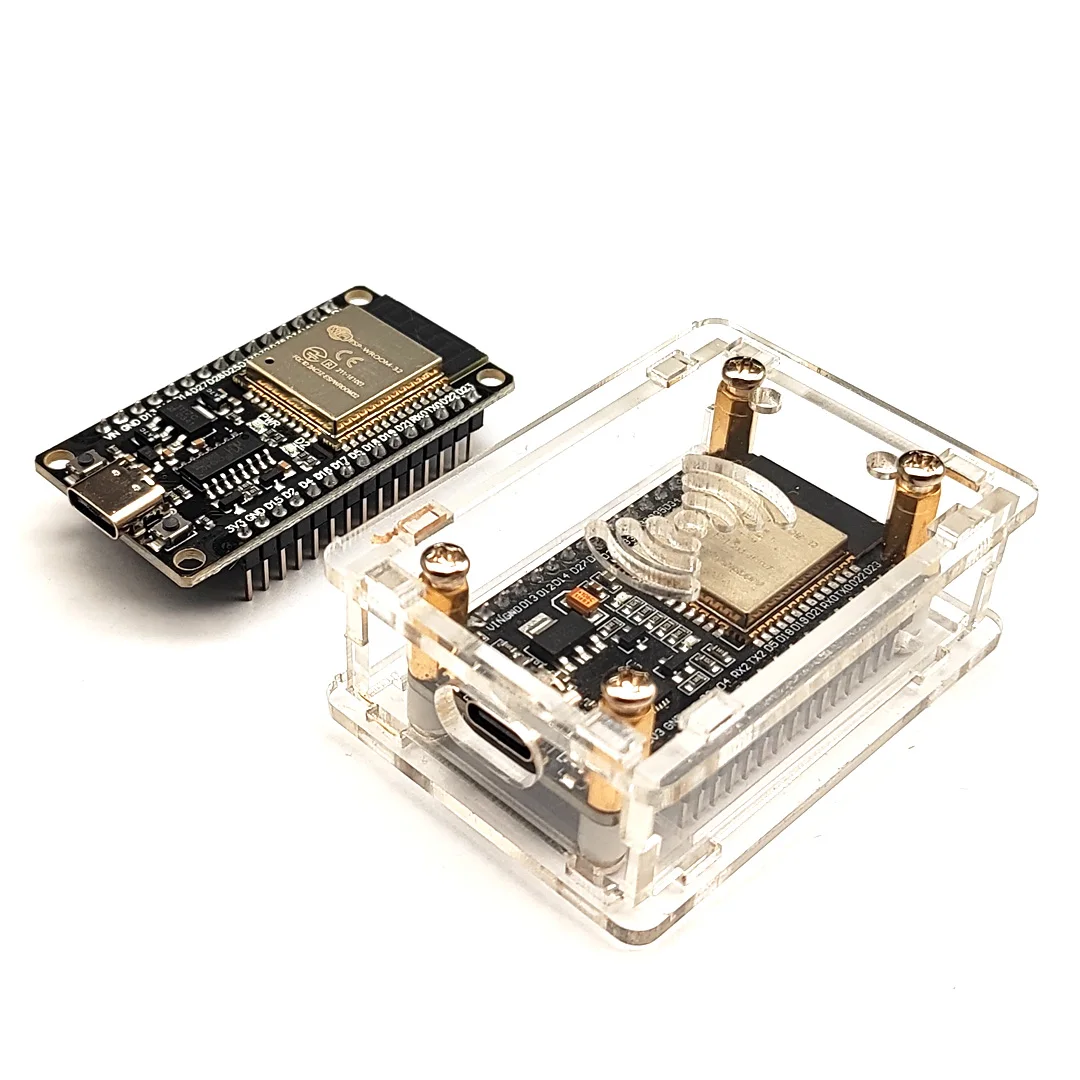 ESP-32 Type-C/صندوق أكريليك صغير لوحة تطوير ESP32 متوفرة للاختيار 30 وحدة دبابيس غلاف أكريليك عالمي