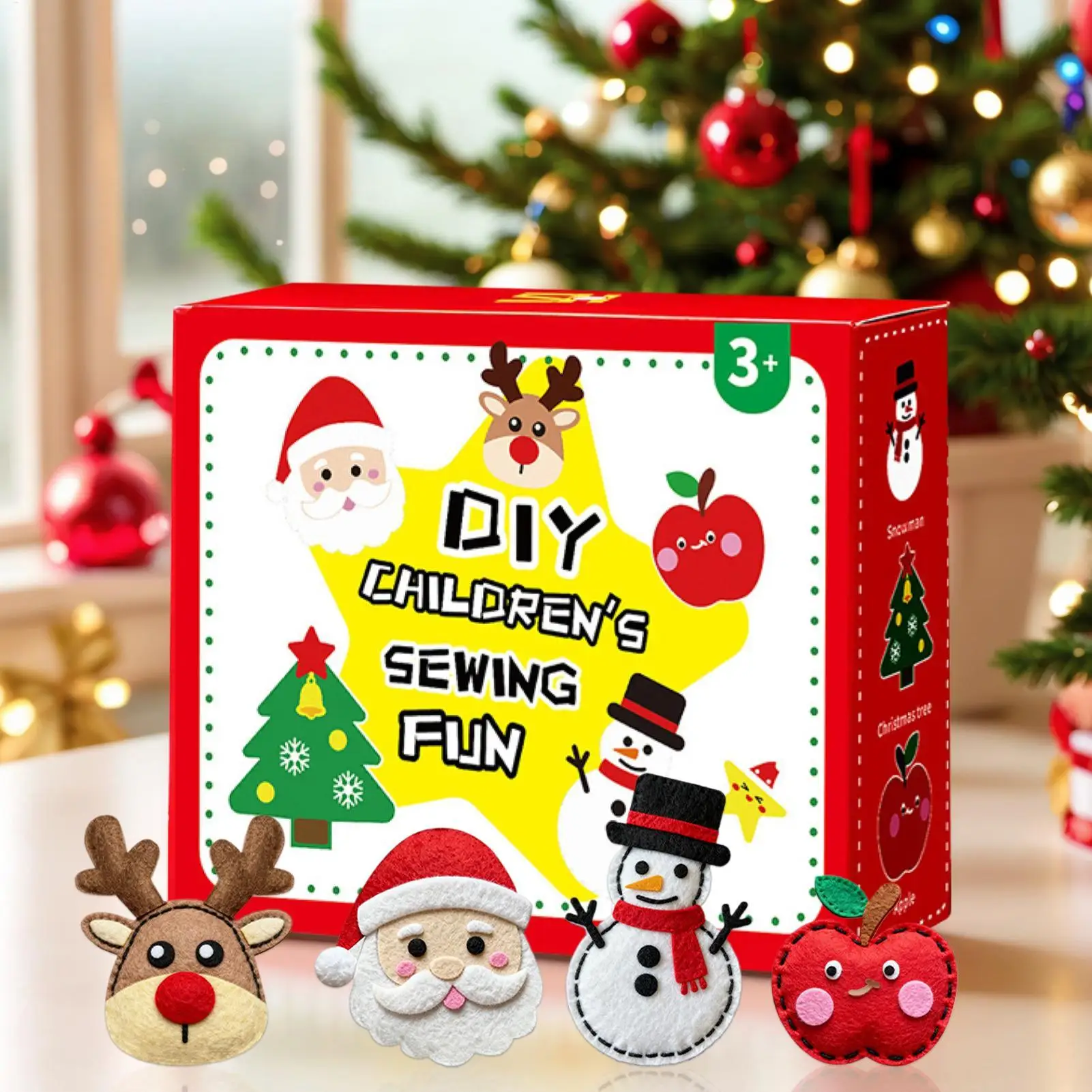 طقم خياطة للأطفال يصنع 6 قطع من زينة شجرة عيد الميلاد الممتعة لخياطة عيد الميلاد ورياض الأطفال والمرحلة وحفلات نافذة العطلات