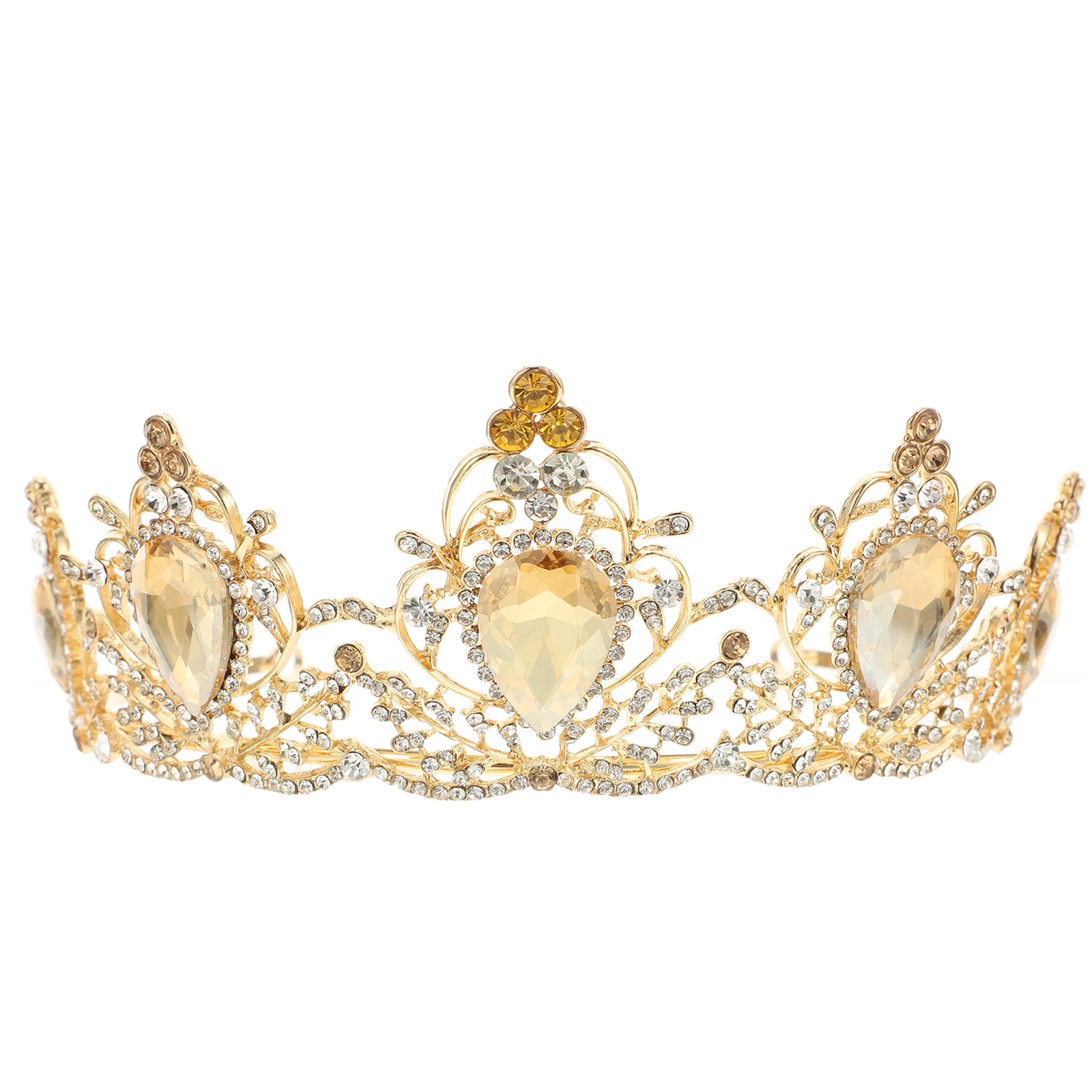 

1pc Retro Crown Headdress Exquisite Vintage Bride Wedding Alloy Golden Bridal Tiara Headpieces for Special Occasions