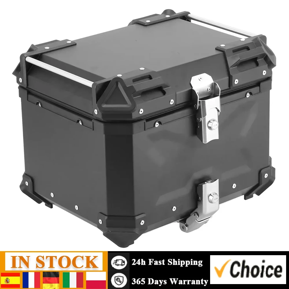Bauletto per moto da 45 litri universale nero per avventure in alluminio, scatola per bagagli, scatola superiore per moto