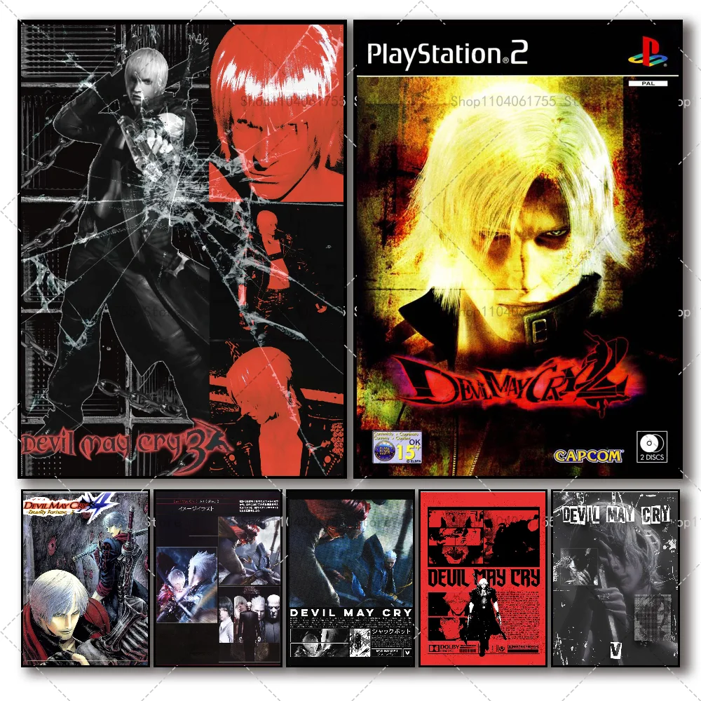 1PC Game D-Devil M-May Cry-S Poster Self-adhesive Art Waterproof Paper Sticker Coffee House Bar Room Wall Decor
