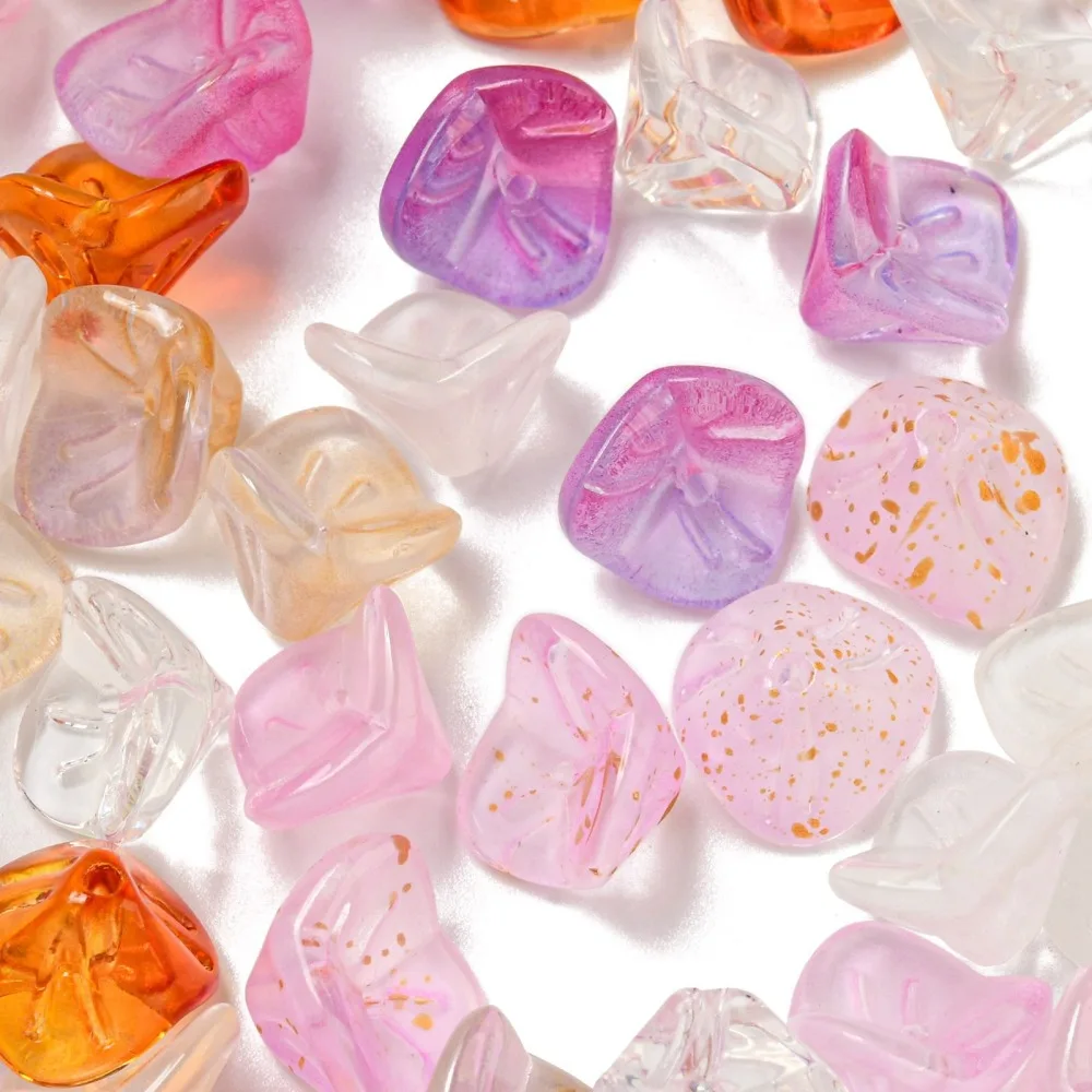 

100Pcs Morning Glory Glass Beads Lily Flower Trumpet Floral Beads Caps for DIY Jewelry Making Beading Necklace Earring 7x11x12mm