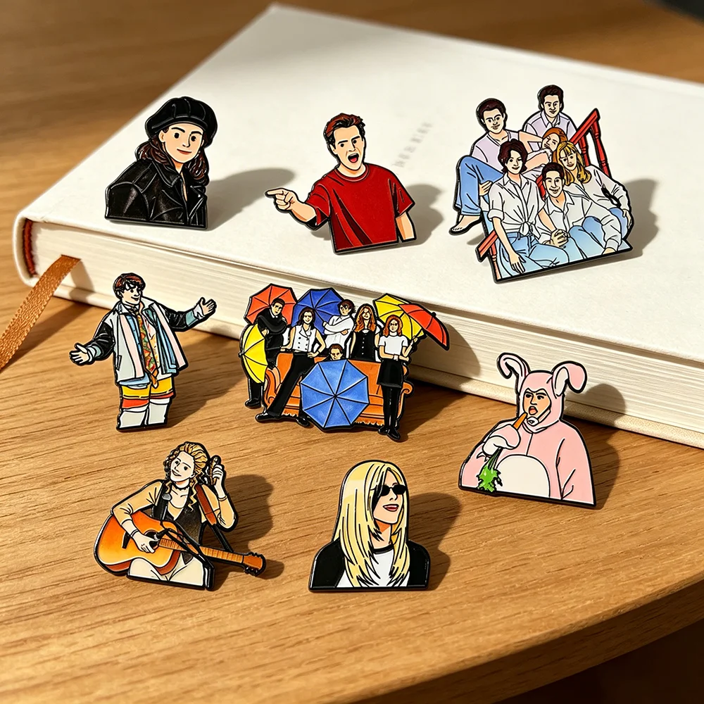 8pcs 90s Retro Urban Comedy Character Enamel Pins Set,Nostalgic Pop Culture Metal Lapel Brooches Gift for Vintage TV Fans